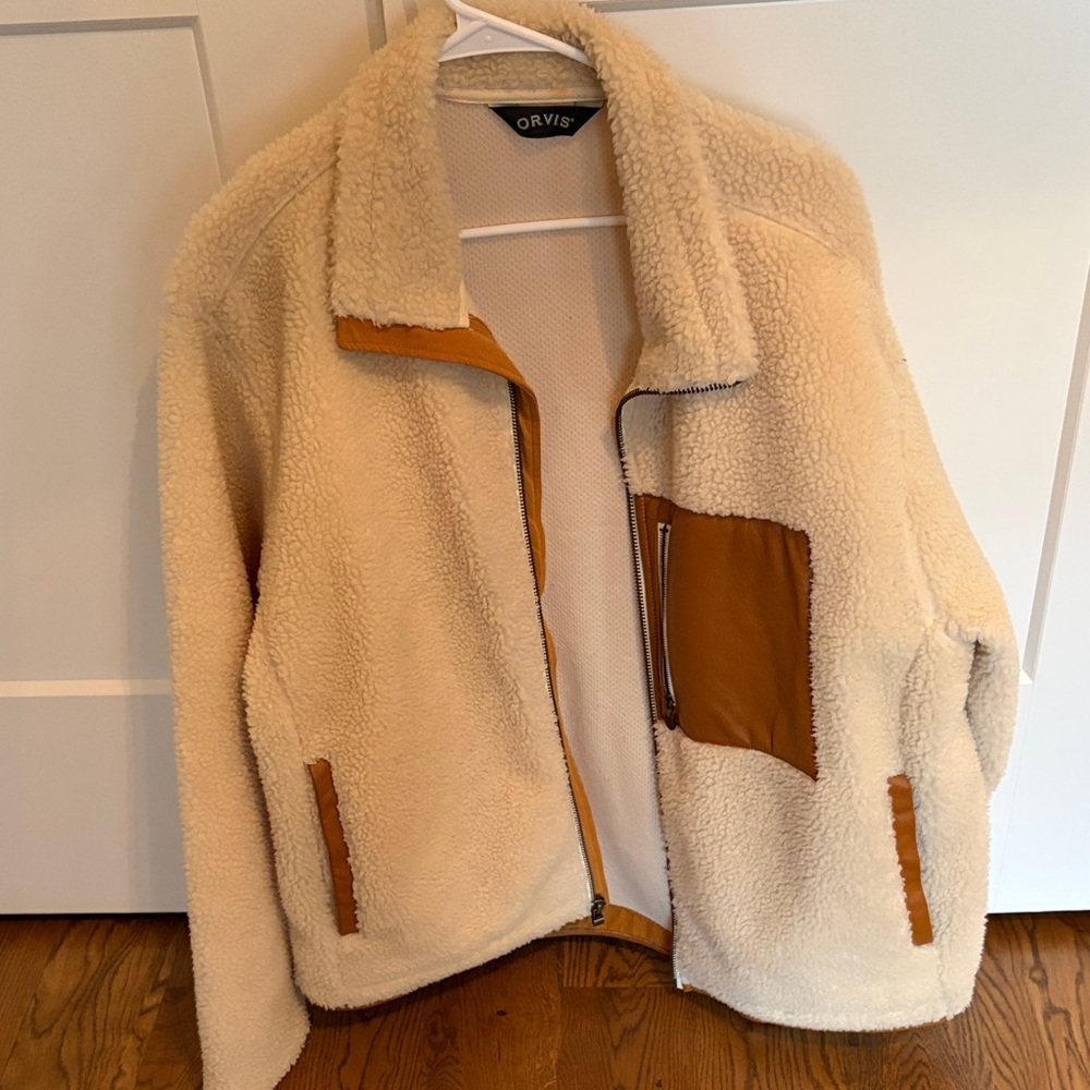 Orvis Beige and Brown Fleece Jacket